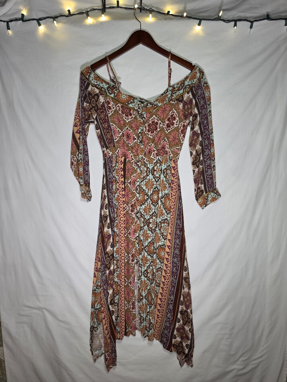Bohemian Paisley Small Off-Shoulder Maxi Dress